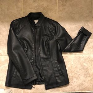 Christopher & banks black leather jacket